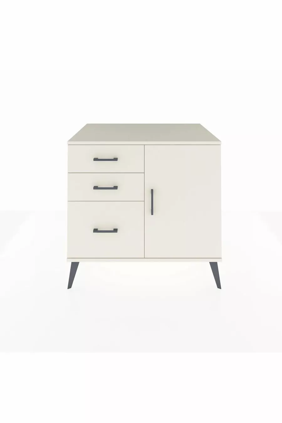 Commode Kronos avec une étagère, 3 tiroirs et une porte, Pierre de Lune-Pierres de Lune