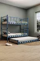 Chambre d'enfant pour jeunes Zambak avec lit superposé et lit simple en métal Bleu marine