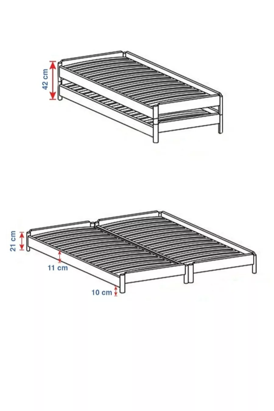 Lit superposé avec tiroirs en bois Lit en bois Lit Montessori Lit organique unisexe