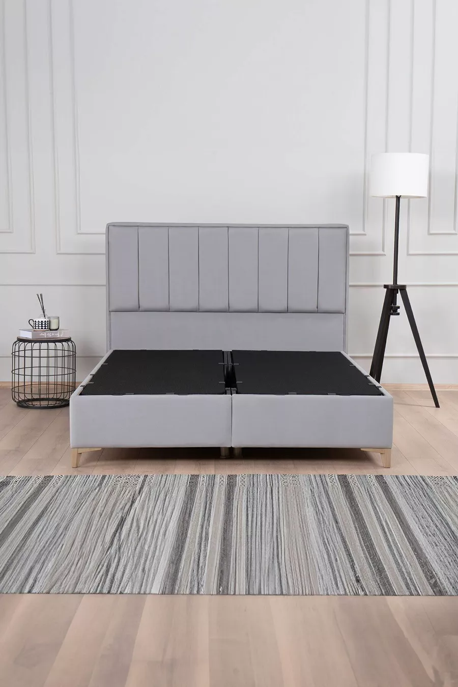 Lit coffre Gold Therapy gris (TÊTE DE LIT ET MATELAS NON INCLUS)
