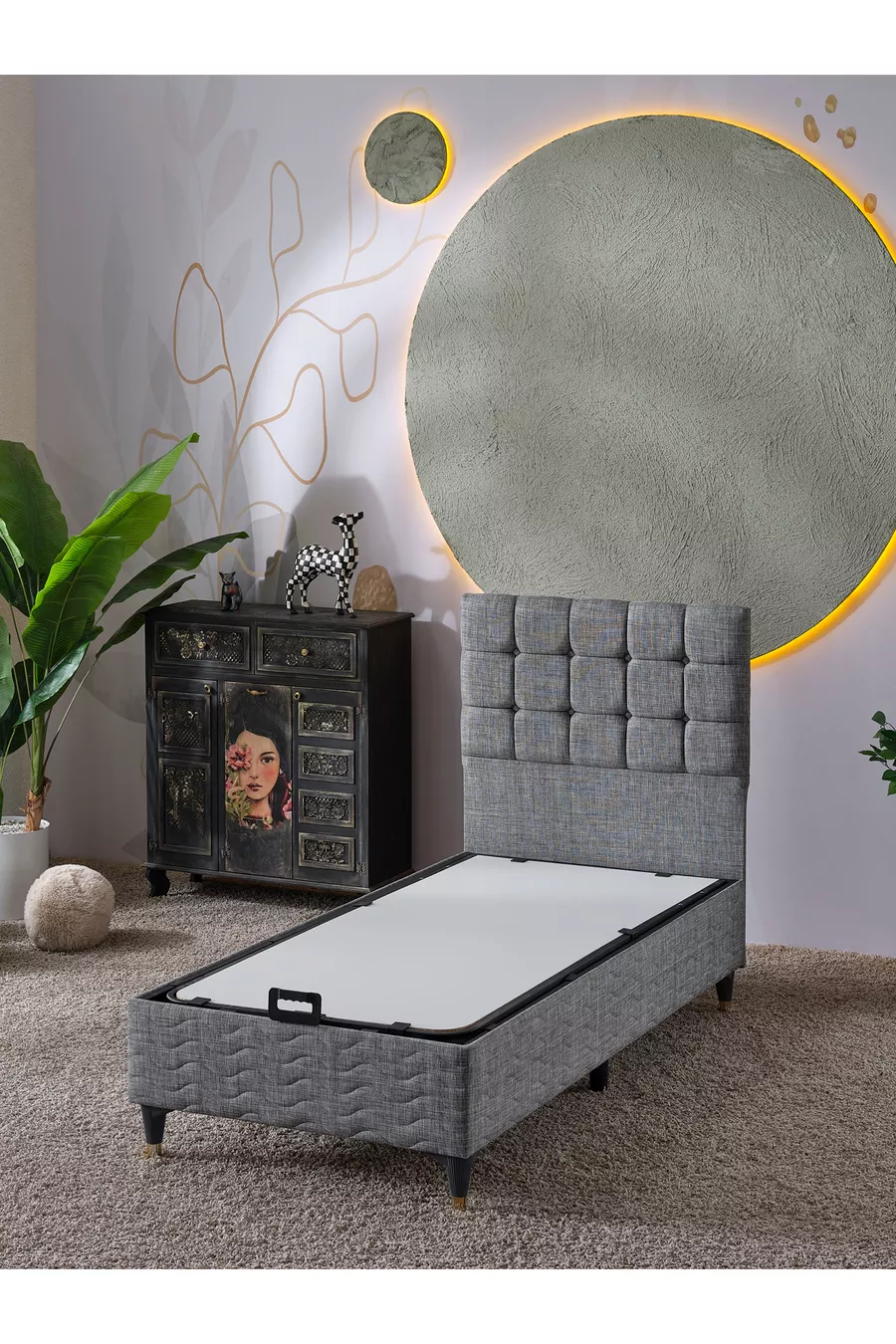 Ensemble 3 pièces Bengü (Base + Tête de lit + Matelas)