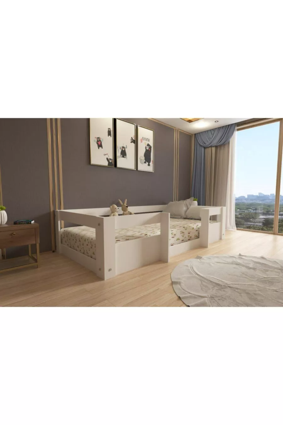 Vega Montessori Lit en MDF Blanc Compatible avec Matelas M