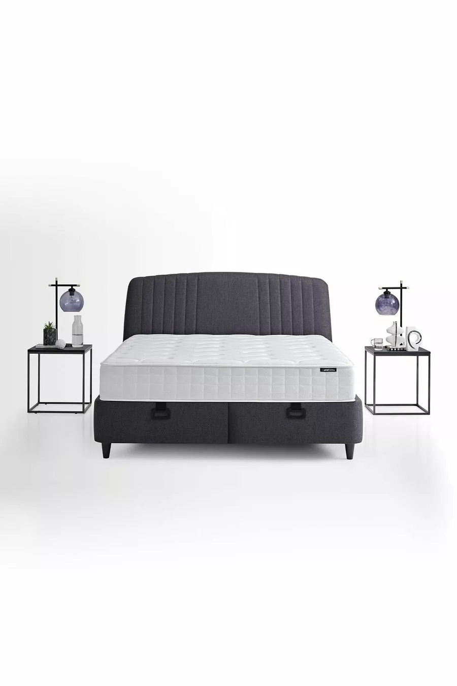 Set triple Silver Therapy Lit, Base Canto, Tête de lit Silver pour deux personnes - Anthracite