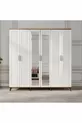 Ensemble de chambre à coucher en MDF complet Paris à 6 portes, pin Atlantique blanc (avec sommier)