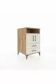 Table de chevet Kronos avec 2 étagères, 2 tiroirs et 2 portes, pin-gris