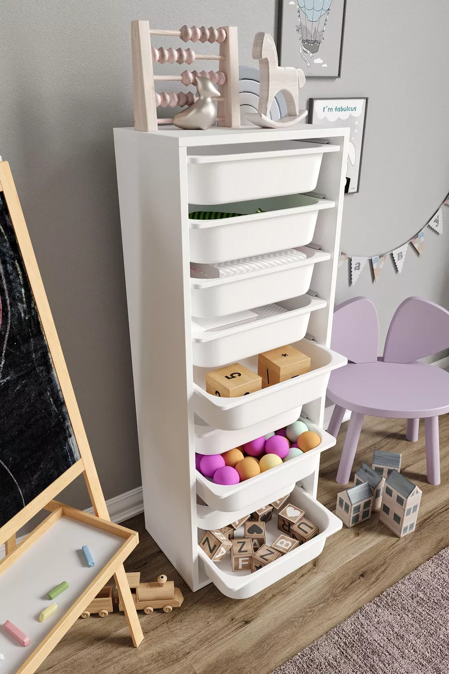 % MDF - Armoire à Jouets XL Mono 9 Paniers