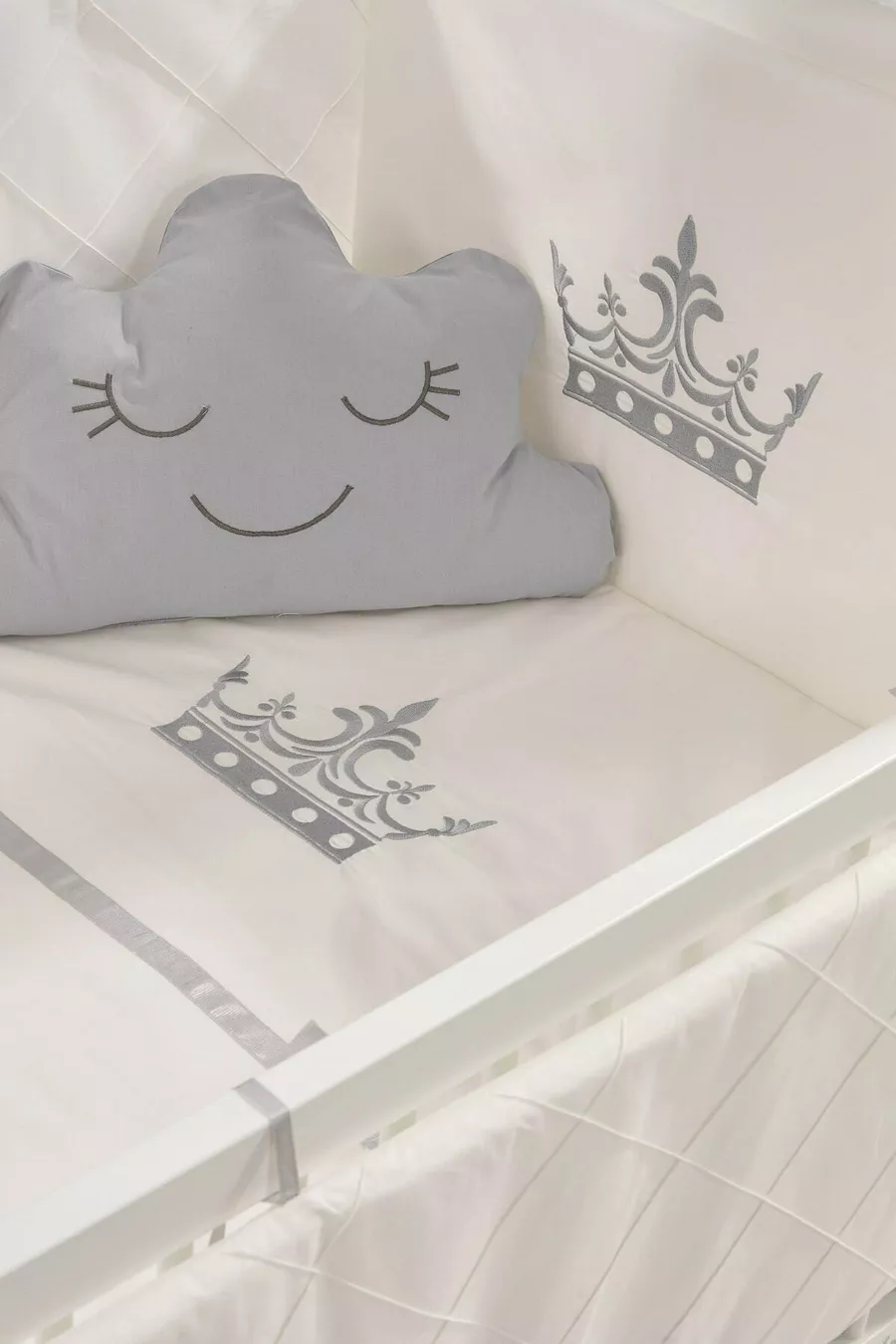 Berceau à bascule en bois Mondo Anne Yanı cm (blanc-gris motif)