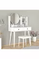 ENSEMBLE LÉGENDAIRE DE COIFFEUSE BLANCHE AVEC TABOURET