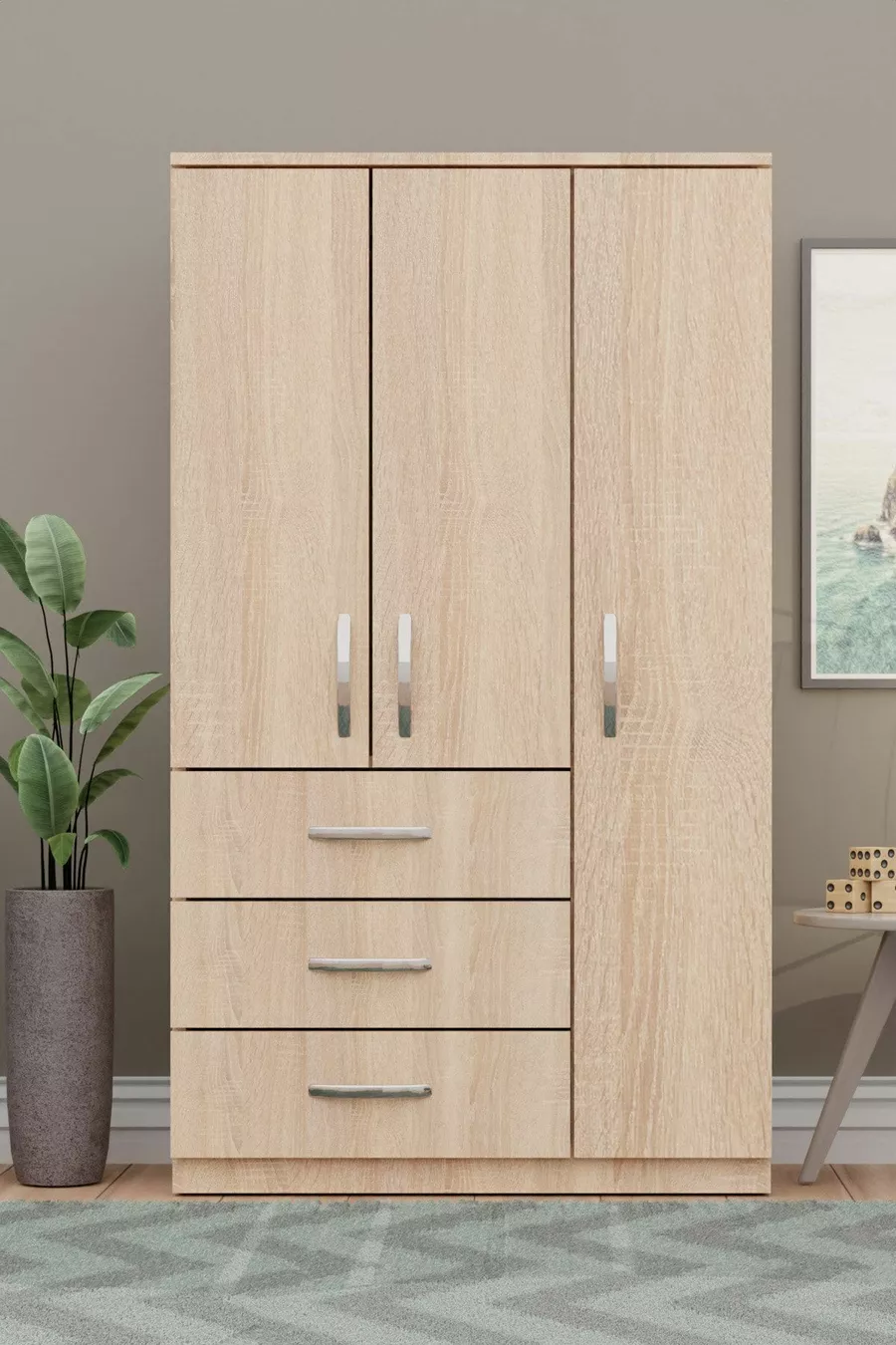 GM -S ECE LUXE 3 PORTES 3 TIROIRS ARMOIRE EN SONOMO