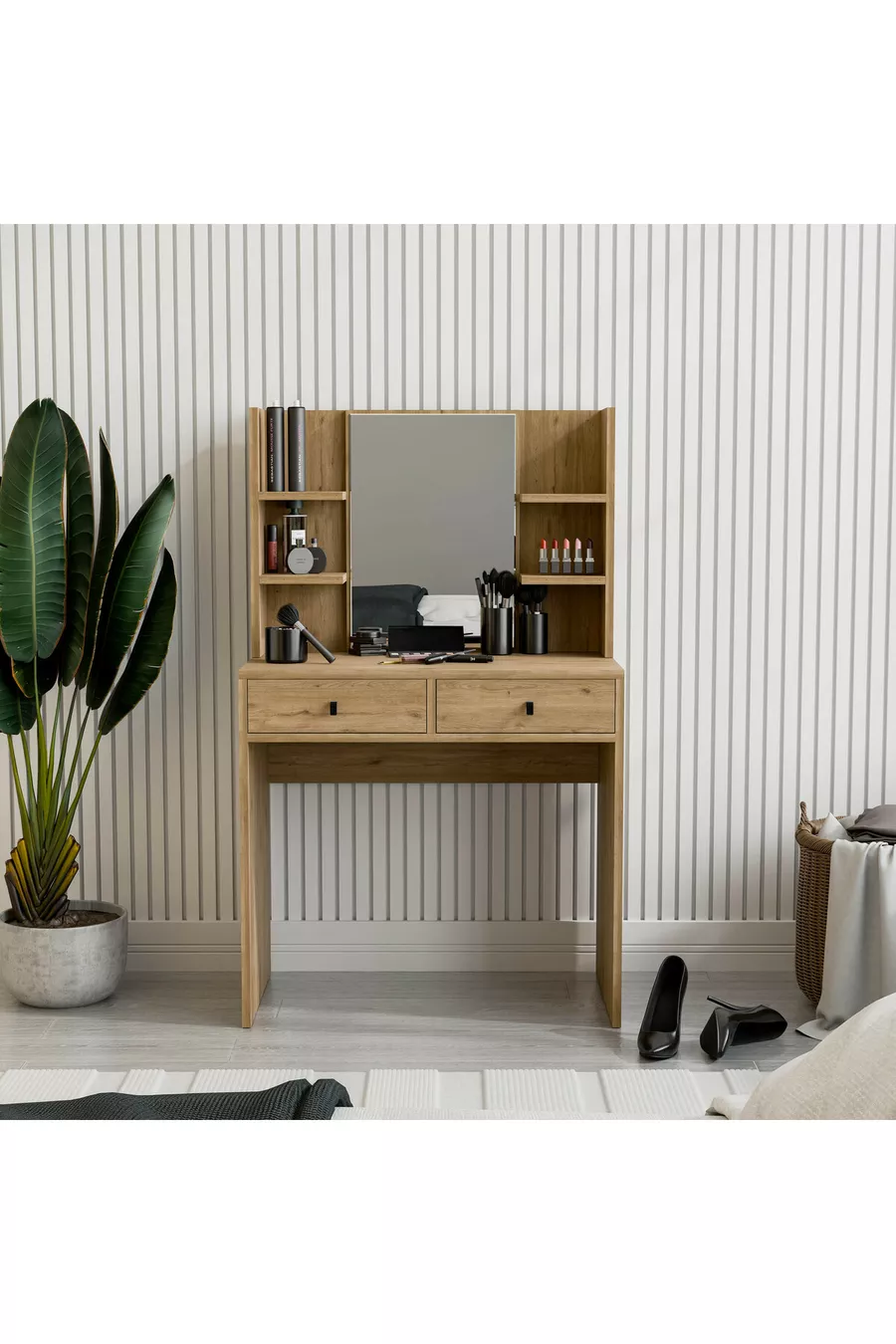  PANIER DE TABLE DE MAQUILLAGE CM MIROIR BRILLANT AVEC 2 TIROIRS