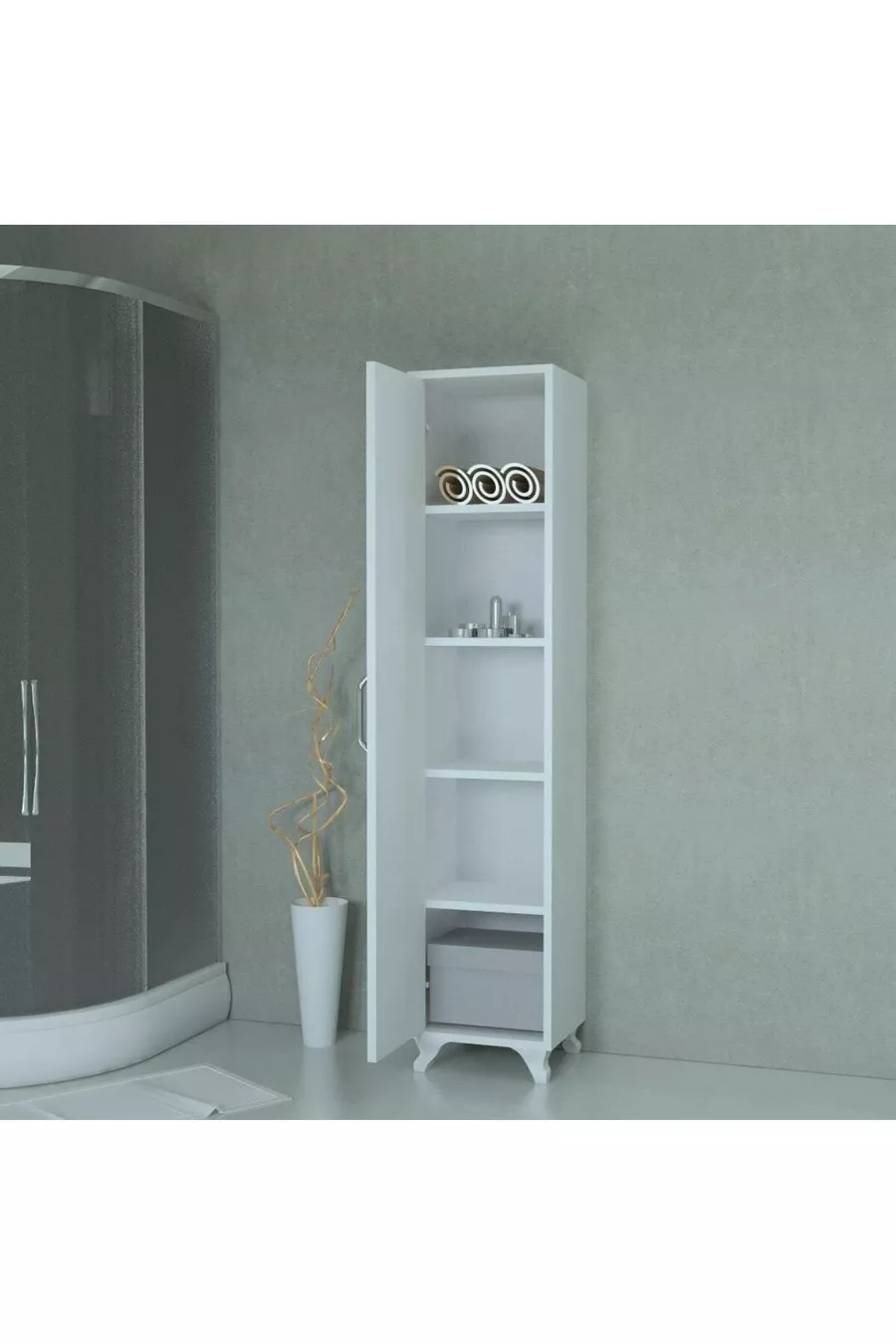 Armoire à étagères blanches polyvalente