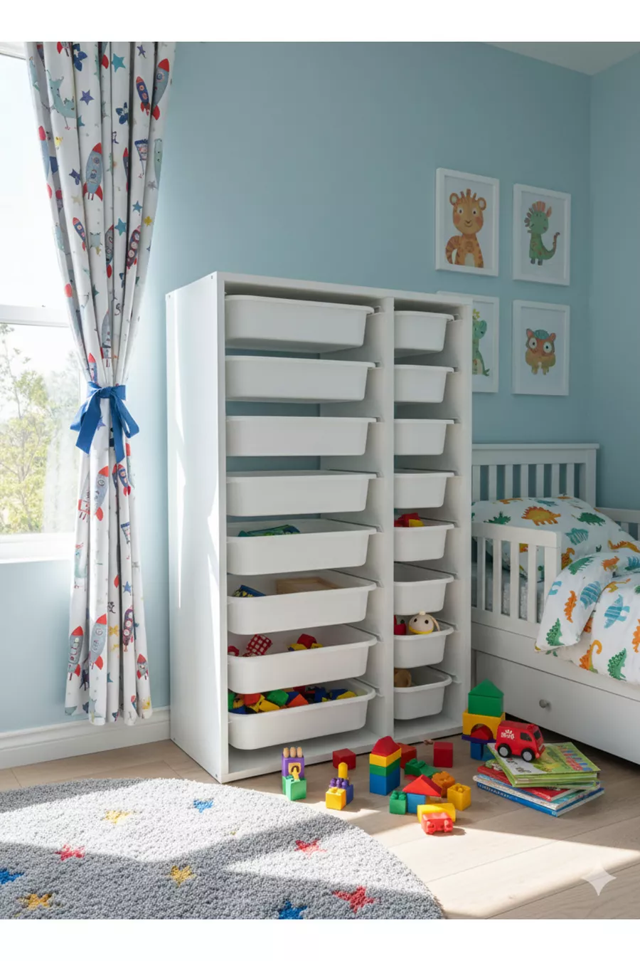 Armoire à Jouets Polyvalente avec Tiroirs et Unité de Rangement – Organisateur de Chambre d’Enfant avec Étiquette Cadeau