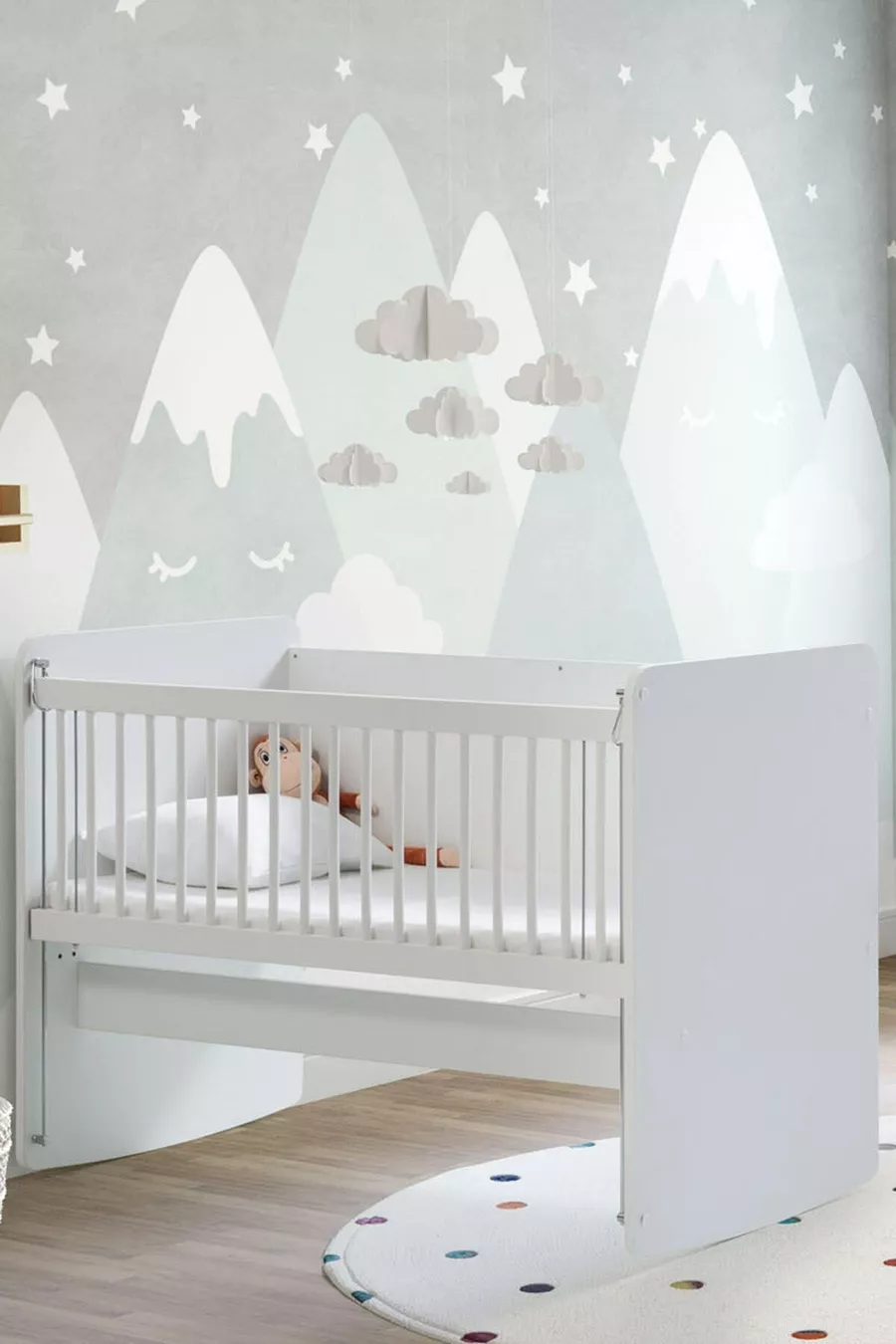 Berceau pour bébé à bascule et fixe - Lit pour bébé - Lit parc - Blanc - Cm - 