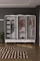 Armoire blanche Luna à 3 tiroirs avec miroir et 6 portes