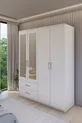 Armoire avec miroir, 4 portes et 2 tiroirs
