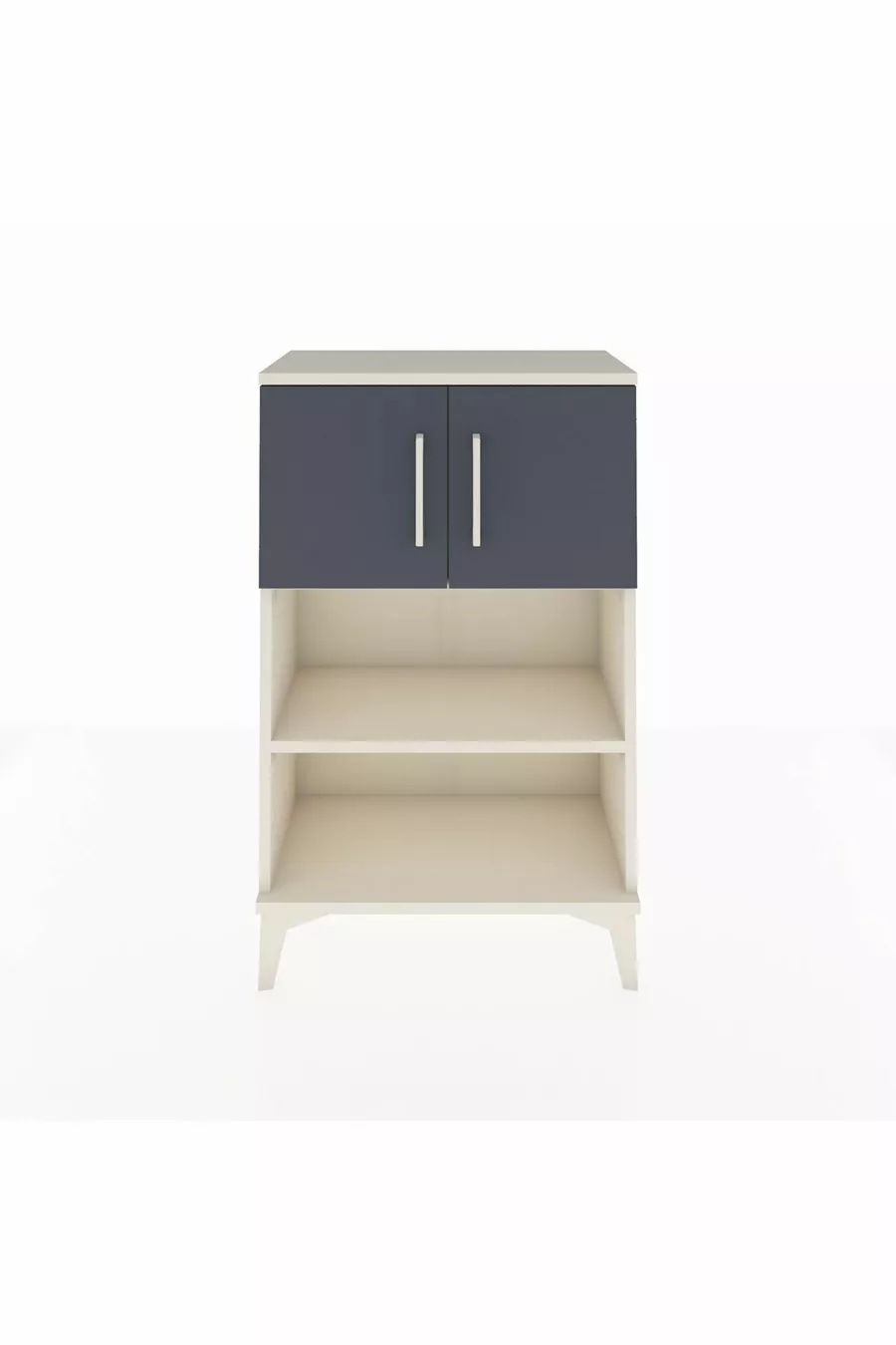 Table de chevet Arges avec 2 étagères et 2 portes, Pierre de lune-Anthracite