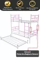 Lit superposé Koza avec tiroir pour 3 personnes, compatible avec matelas, métal rose clair