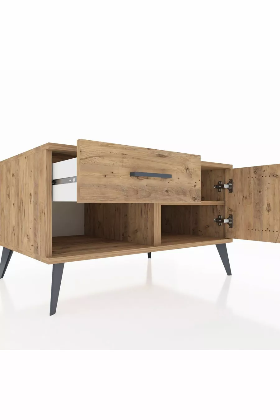 Commode Kronos à une étagère, un tiroir et une porte en pin
