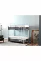 Lit superposé gris pour une personne avec sommier et métal blanc tressé amovible