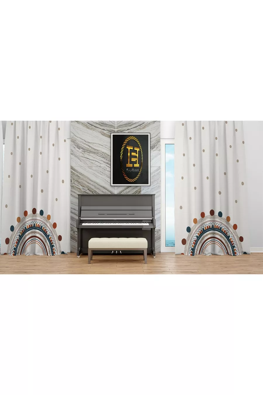 Ensemble chambre d'enfant Arc-en-ciel (rideau de fond - couvre-lit et oreiller - tapis)