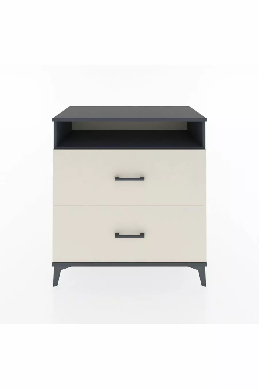 Commode Hyperion à une étagère et 2 tiroirs Anthracite-Pierre de Lune