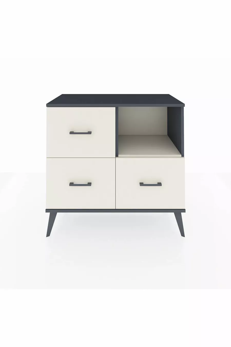 Commode Hyperion à une étagère et trois tiroirs Anthracite-Quartz