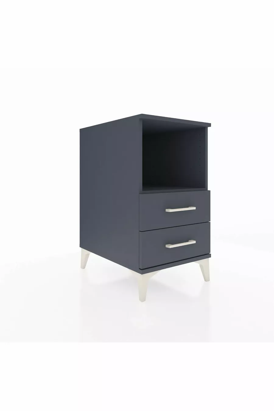 Table de chevet Kronos avec une étagère et 2 tiroirs Anthracite-Anthracite