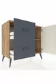 Commode Hyperion avec une seule étagère, 2 tiroirs et une porte, pin-gris/anthracite