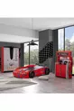 Chambre d'enfant - Lit avec rangements Merso - Armoire 3 portes Sport, Commode - Rouge
