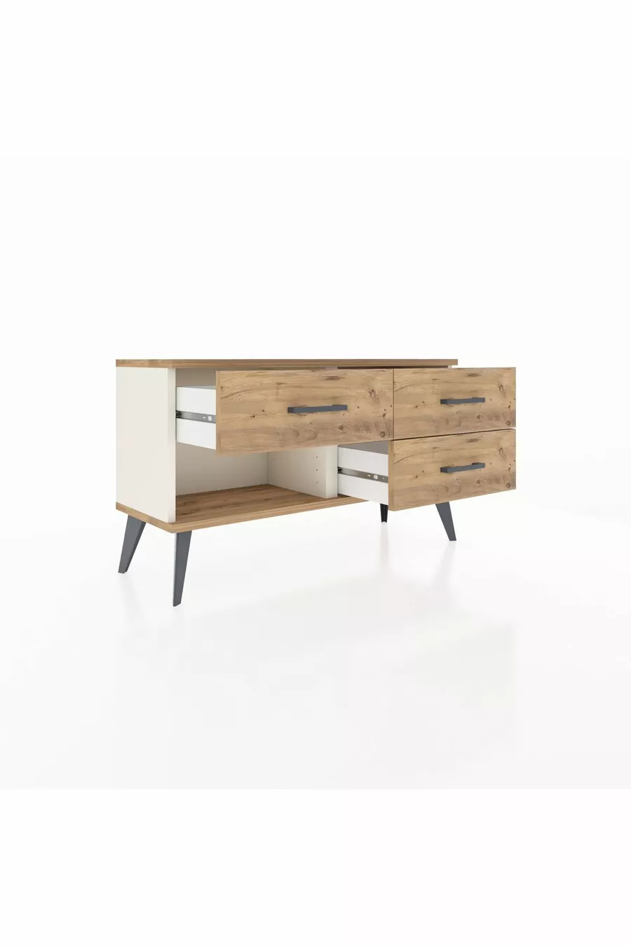 Commode Arges à 3 tiroirs Pierre de lune-Pin