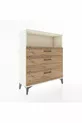 Commode Arges à une étagère et trois tiroirs en Pierre de Lune et pin