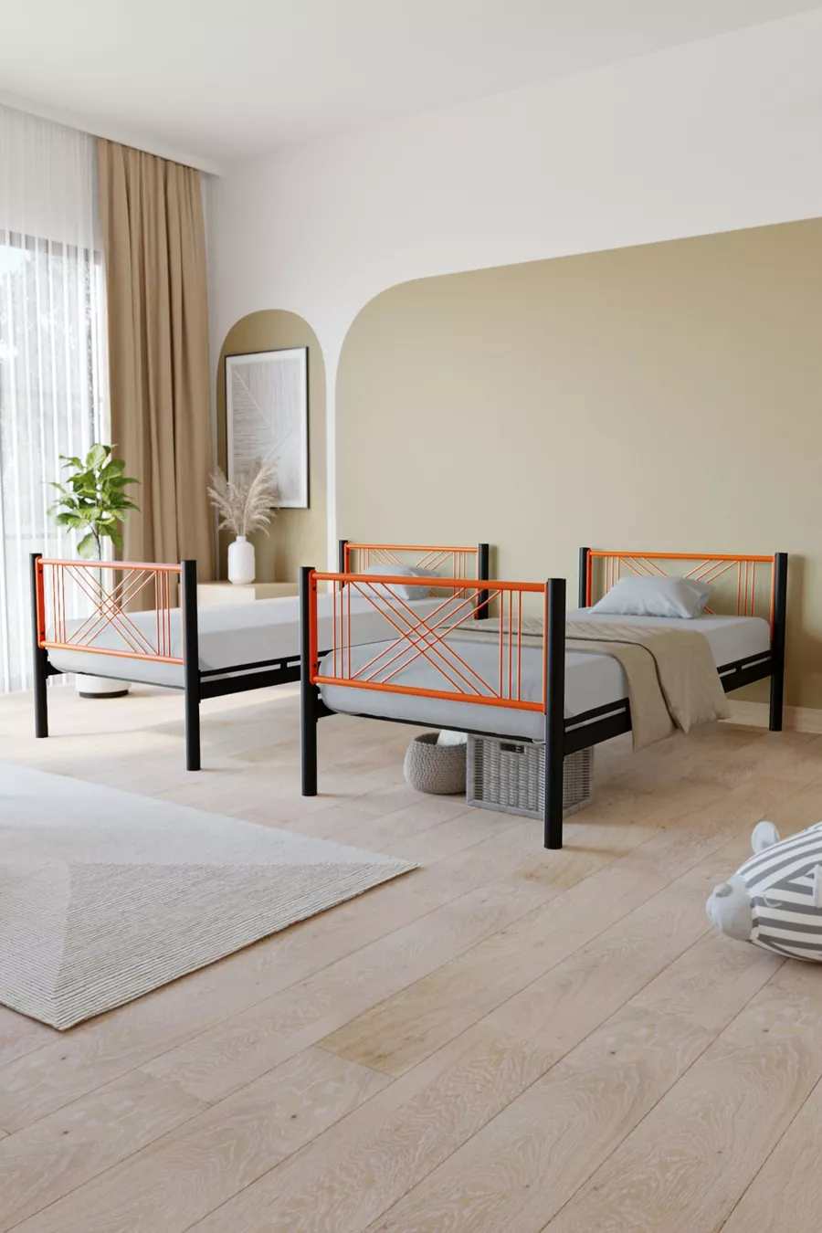 Lit superposé en métal premium Mix Compatible avec lit Matelas Orange Séparable