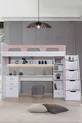 Lits superposés, lit-bureau-bibliothèque Troya - Rose 1 matelas Comfort