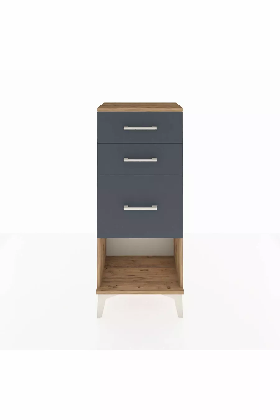 Table de chevet Arges à 3 tiroirs Pin-Anthracite