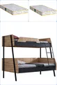 Lit superposé, Lit superposé double large Alba, cm - cm - Noyer-Anthracite + 2 matelas Comfort