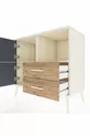 Commode Hyperion 2 étagères 2 tiroirs 2 portes Pierre de lune-Anthracite/Pin