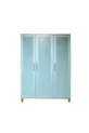Armoire élégante à 3 portes en MDF bleu | Portes Rehau | Pieds en bois de charme