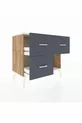 Commode Hyperion 3 tiroirs Pin-Pierres d'ambre/Anthracite