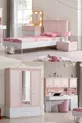 Chambre d'enfant Rosa - Armoire 3 portes, Lit, Table de chevet, Bureau, Commode, Bibliothèque