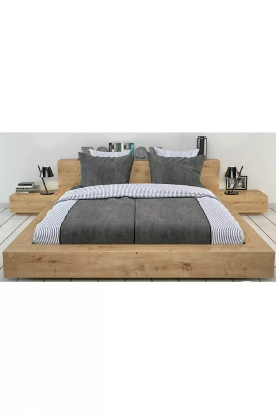 Plate-forme de lit en cube de sapin design personnalisé