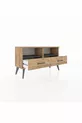 Commode Arges 2 étagères 2 tiroirs Pin-Anthracite/Pin
