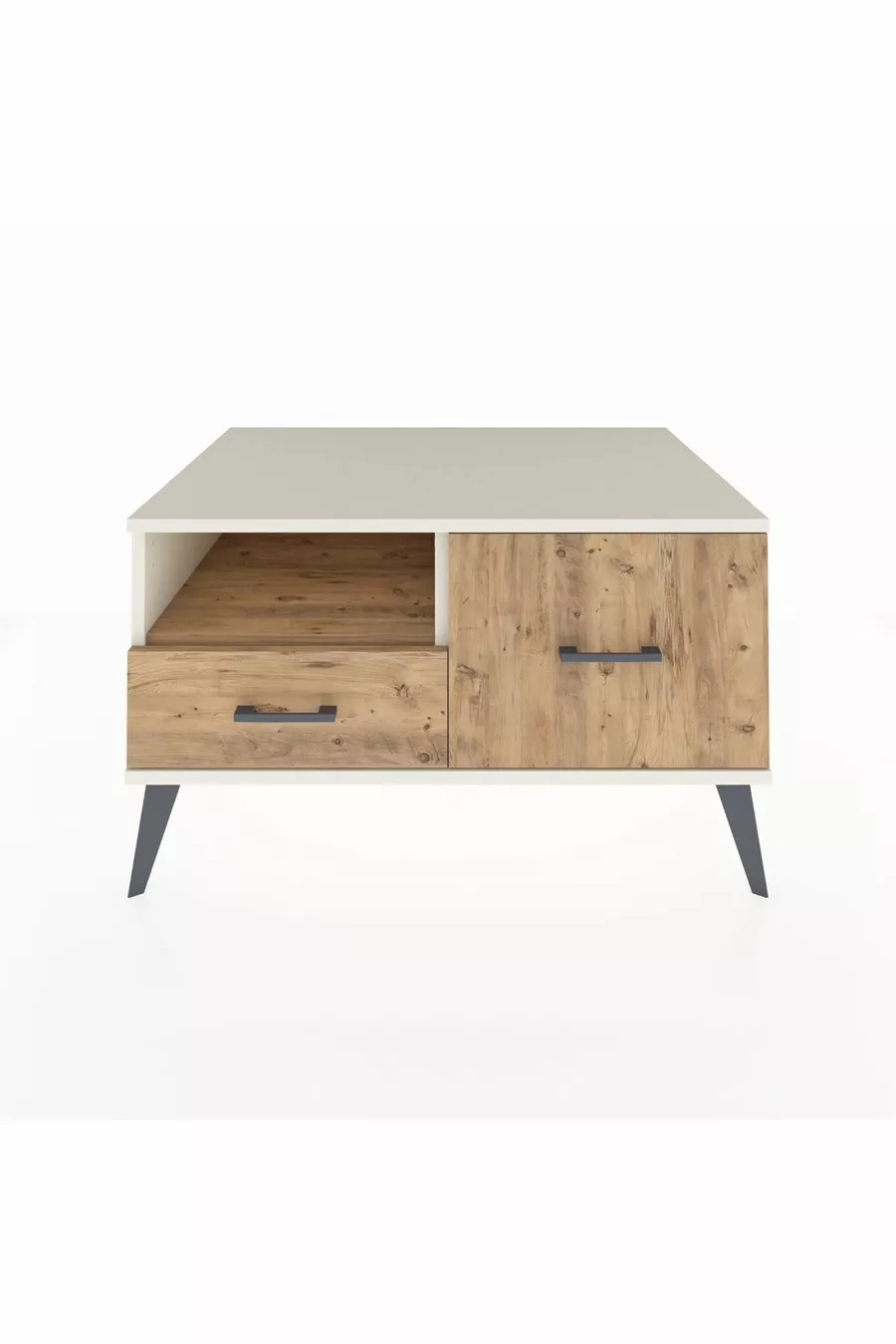 Commode Kronos avec une étagère et 2 tiroirs, Pierre de Lune - Pin