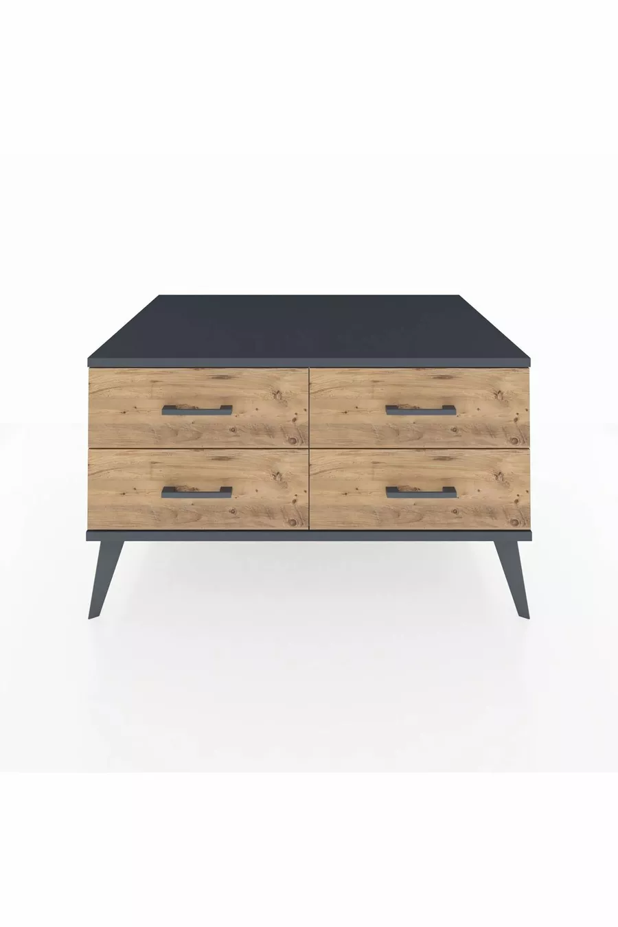 Commode Kronos 4 étagères Pierre de Lune-Anthracite/Pin