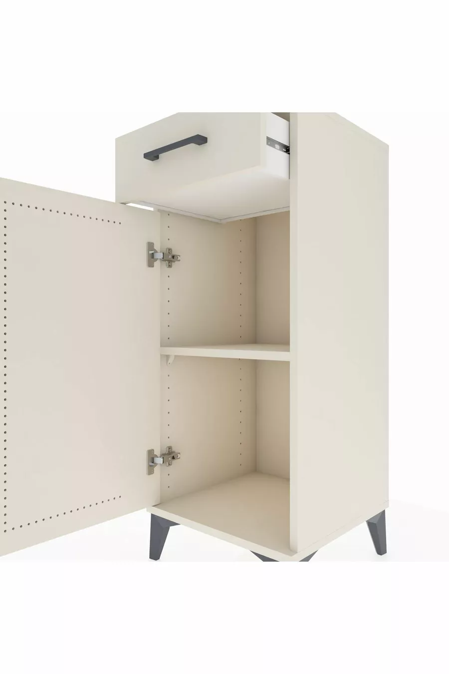 Commode Hyperion avec une étagère, un tiroir et une porte - Pierre de lune