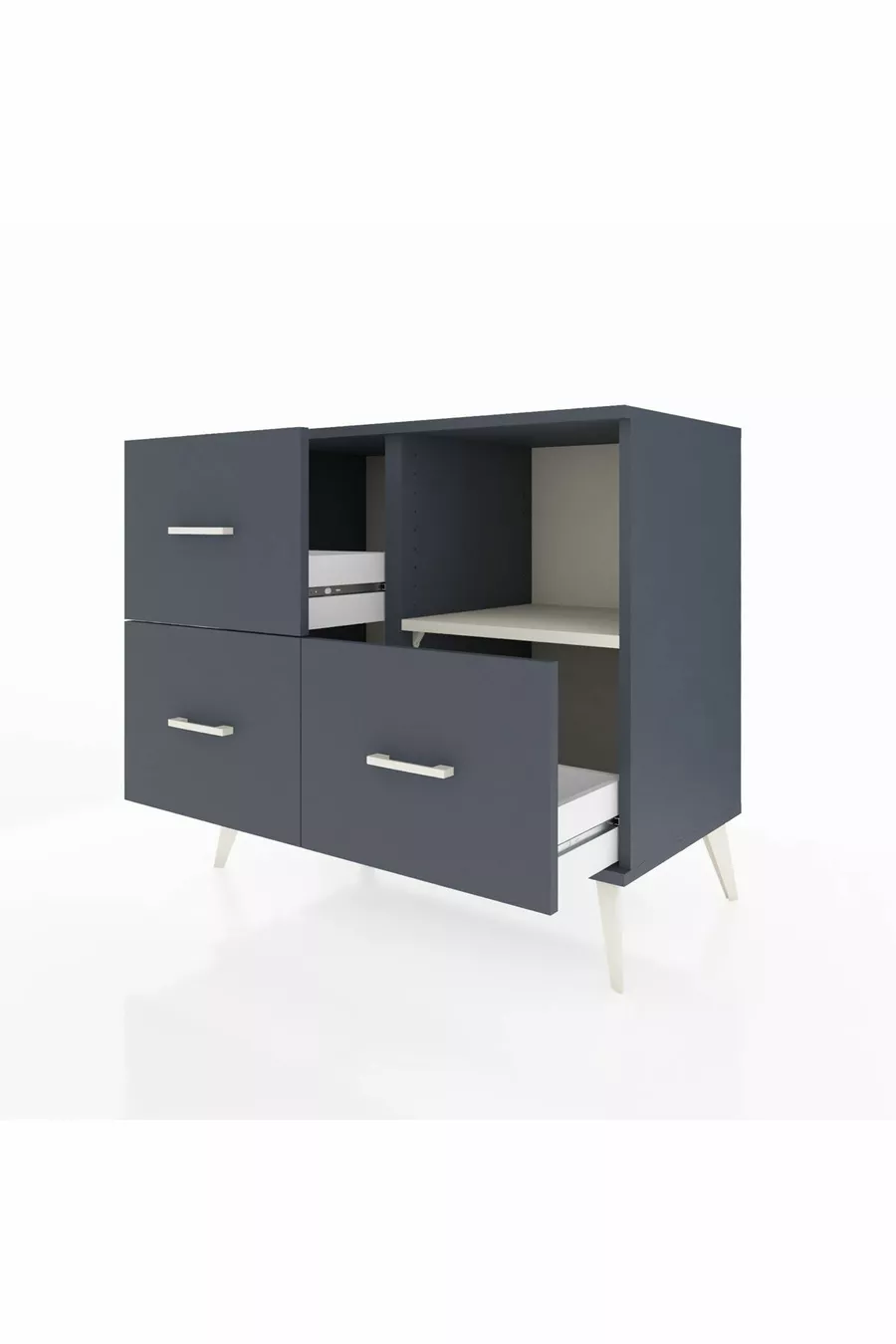 Commode Hyperion à une étagère et 3 tiroirs Anthracite-Sable/Anthracite