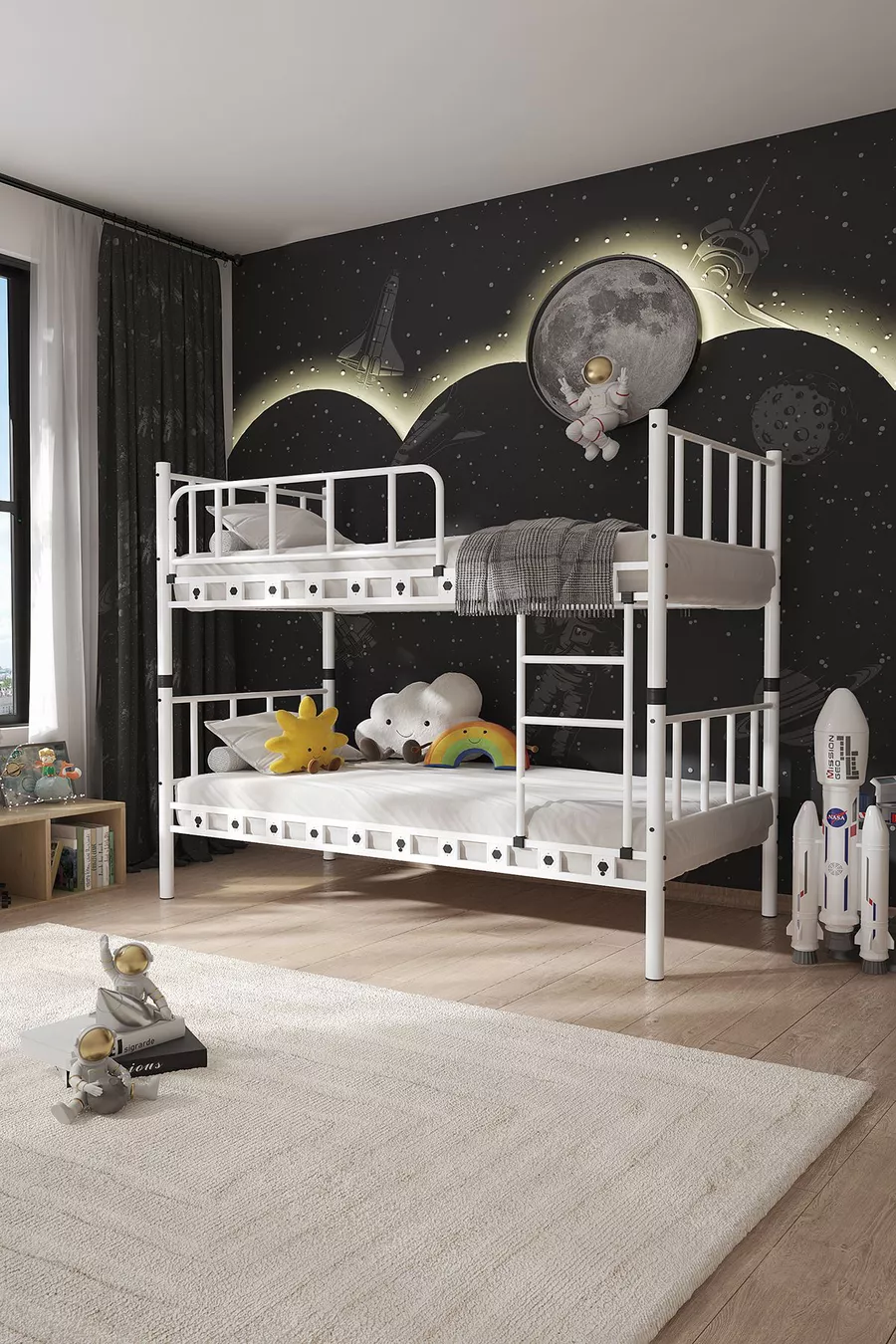 Chambre d'enfant Zambak avec lit superposé et lit métallique