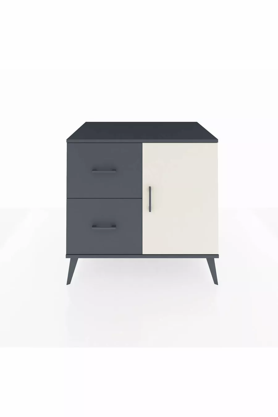 Commode Kronos à une étagère, 2 tiroirs, 1 porte, Anthracite-Pierre de Lune/Anthracite