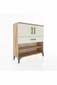 Commode Arges avec 3 étagères, 1 tiroir et 2 portes, en pin-pierre d'ardoise