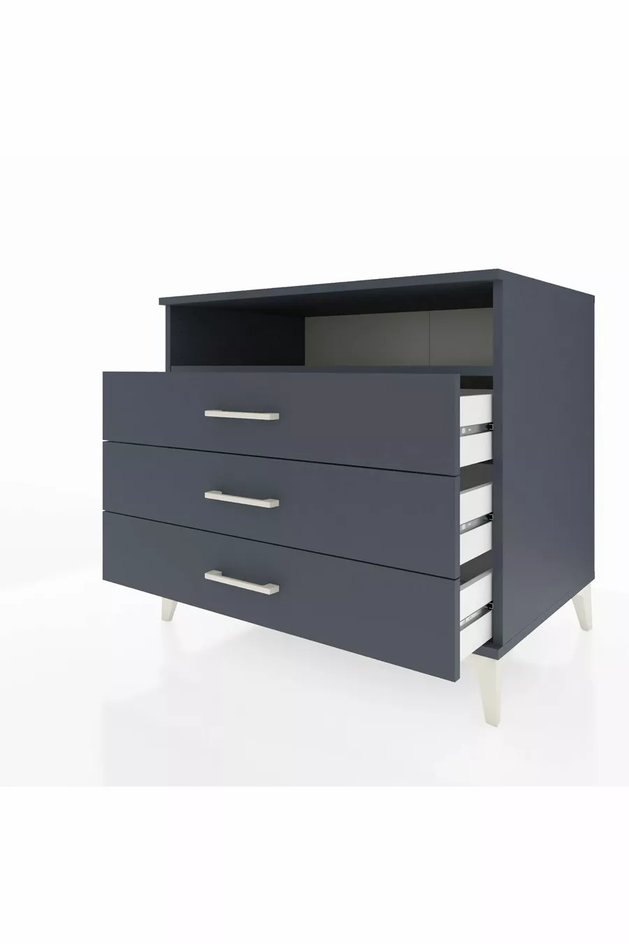 Commode Kronos à une étagère et trois tiroirs Anthracite-Anthracite