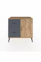 Commode Hyperion avec une seule étagère, 2 tiroirs et une porte, Pin-Pin/Anthracite
